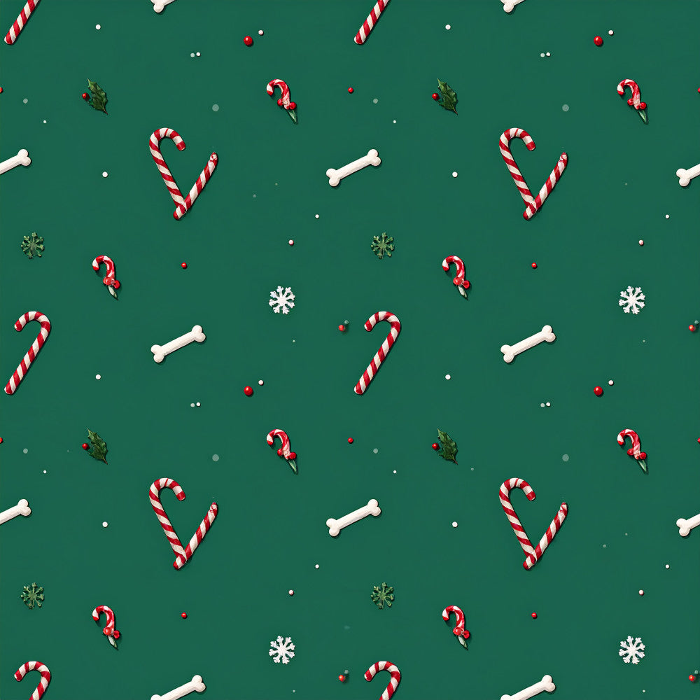 forest green, candy cane, red and white striped, white, bone, cream, holly, mistletoe, snowflakes, christmas, holiday, festive, whimsical, playful, dog bones, pet, winter, traditional, cheerful, kids, children, nursery, playroom, dog lover, cute, nostalgic, retro candy cane pattern