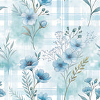 light blue, soft blue, dusty blue, teal, sage green, white, cream, gold accents, floral, botanical, watercolor, delicate flowers, cosmos flowers, baby's breath, leaves, stems, nature, spring, summer, elegant, soft, gentle, feminine, modern, whimsical, romantic, garden, wildflowers, soft aesthetic, nursery