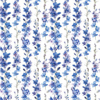 periwinkle blue, royal blue, lavender purple, delphinium, floral pattern, vertical stripe floral, botanical, nature theme, spring flowers, summer blooms, elegant style, romantic, traditional, garden flowers, wildflowers, spikes flowers, cottage core, purple flowers, blue flowers, pastel accents, watercolor effect, ditsy floral, repeating pattern, graceful, vintage botanical, dreamy, feminine, springtime, heirloom quality, sophisticated print