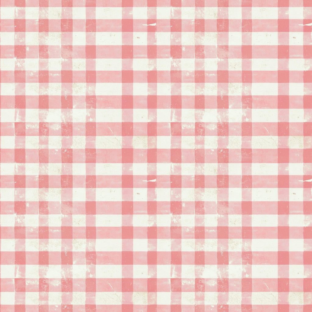 vintage pink, coral pink, cream white, gingham pattern, checkered design, distressed texture, weathered look, shabby chic, rustic charm,, fabric panel, pastel colors, cottage style, worn finish, alternating squares, geometric pattern, soft pink, antique style, crafting material