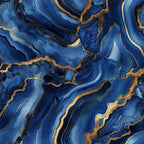 royal blue, navy blue, gold, metallic gold, agate pattern, marble veining, swirling lines, flowing curves, organic shapes, geode design, mineral pattern, luxurious, elegant, sophisticated,, fabric panel, natural stone, fluid movement, rich colors, decorative