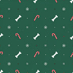 forest green, red and white, candy cane, snowflake, bone, christmas, holiday, festive, winter, dog theme, pet, playful, whimsical, traditional, seasonal, kids, children, puppy, striped candy, peppermint, cheerful, fun, cute, novelty, repeating pattern, december, yuletide