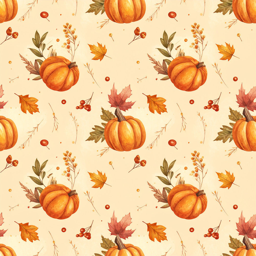 pumpkin orange, burnt orange, golden yellow, cream, sage green, rust red, fall colors, autumn leaves, pumpkins, maple leaves, berries, botanical, floral, nature, harvest, thanksgiving, autumn, fall, seasonal, rustic, farmhouse, whimsical, traditional, cozy, warm tones, thanksgiving decor, fall harvest, pumpkin patch, seasonal design, home decor