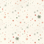 coral red, dusty rose, sage green, cream, beige, snowflakes, stars, winter, christmas, holiday, festive, geometric, celestial, modern, whimsical, elegant, vintage, nature-inspired, scattered pattern, multi-colored, pastel, muted tones, nursery, kids room, baby shower, cozy, decorative, seasonal, winter wonderland