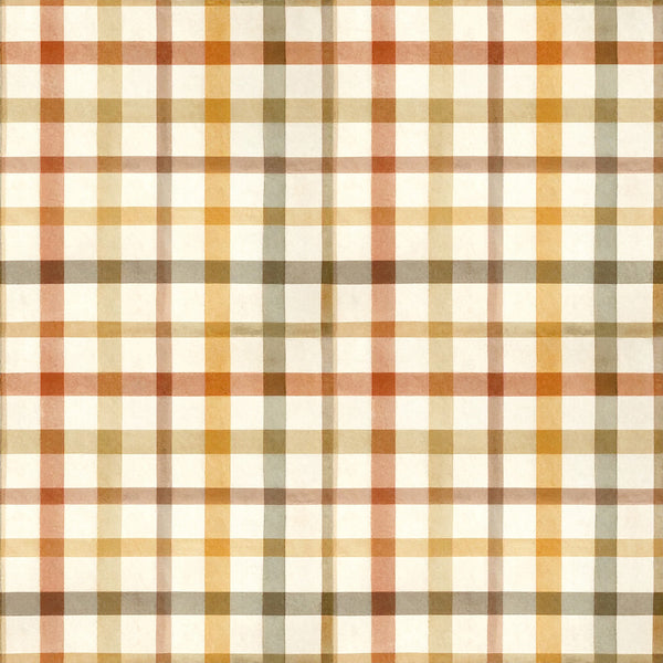 gingham, plaid, checkered, tan, cream, beige, rust, terracotta, sage green, olive green, taupe, brown, neutral, earth tones, farmhouse, rustic, country, traditional, vintage, cottage core, quilted look, woven pattern, warm palette, autumn, fall, geometric, classic, timeless, cozy, homespun