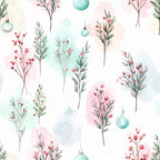 coral pink, mint green, sage green, soft pink, turquoise, watercolor, floral, berries, botanical, nature, whimsical, elegant, delicate, christmas, holiday, festive, winter, spring, nursery, baby, children, kids room, decorative branches, red berries, leaves, garden, soft pastels, gentle, peaceful, vintage
