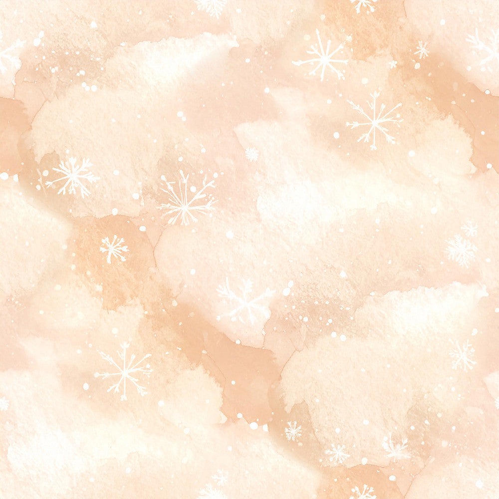 peach, cream, ivory, soft pink, blush pink, watercolor, snowflakes, winter, holiday, christmas, ethereal, elegant, whimsical, delicate, feminine, soft, gentle, nursery, baby, children, dreamy, magical, sparkle, snow, festive, season, cozy, romantic, pastel