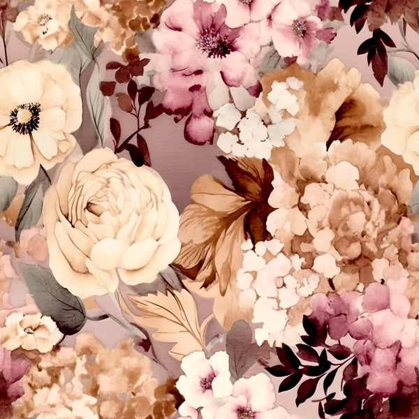 blush pink, dusty rose, cream, ivory, mauve, burgundy, deep red, tan, bronze, muted mauve, floral, roses, peonies, botanical, nature, vintage, romantic, elegant, garden flowers, delicate, soft, spring, summer, traditional, feminine, cottage core, watercolor flowers, multi-colored florals, layered blooms, cluster flowers