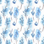 light blue, sky blue, dusty blue, navy blue, watercolor, abstract, winter, holiday, christmas, celestial, geometric ornaments, branches, berries, botanical, nature-inspired, elegant, modern, whimsical, metallic accents, faceted ornaments, delicate, frost, frozen, silver, monochromatic blue, nursery, baby room, winter wonderland, peaceful, serene