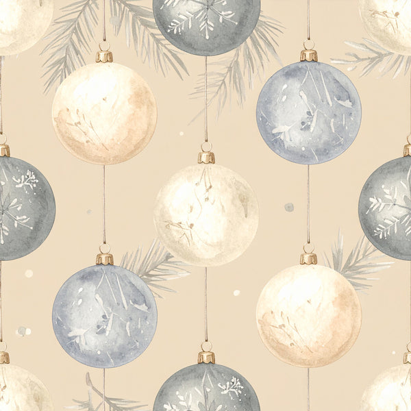 cream, beige, soft blue, dusty blue, sage green, gold, warm white, christmas, holiday, ornaments, baubles, evergreen, pine branches, winter, festive, elegant, vintage, sophisticated, nature, botanical, minimalist, nursery, baby shower, soft aesthetic, neutral tones, delicate, whimsical, traditional, seasonal