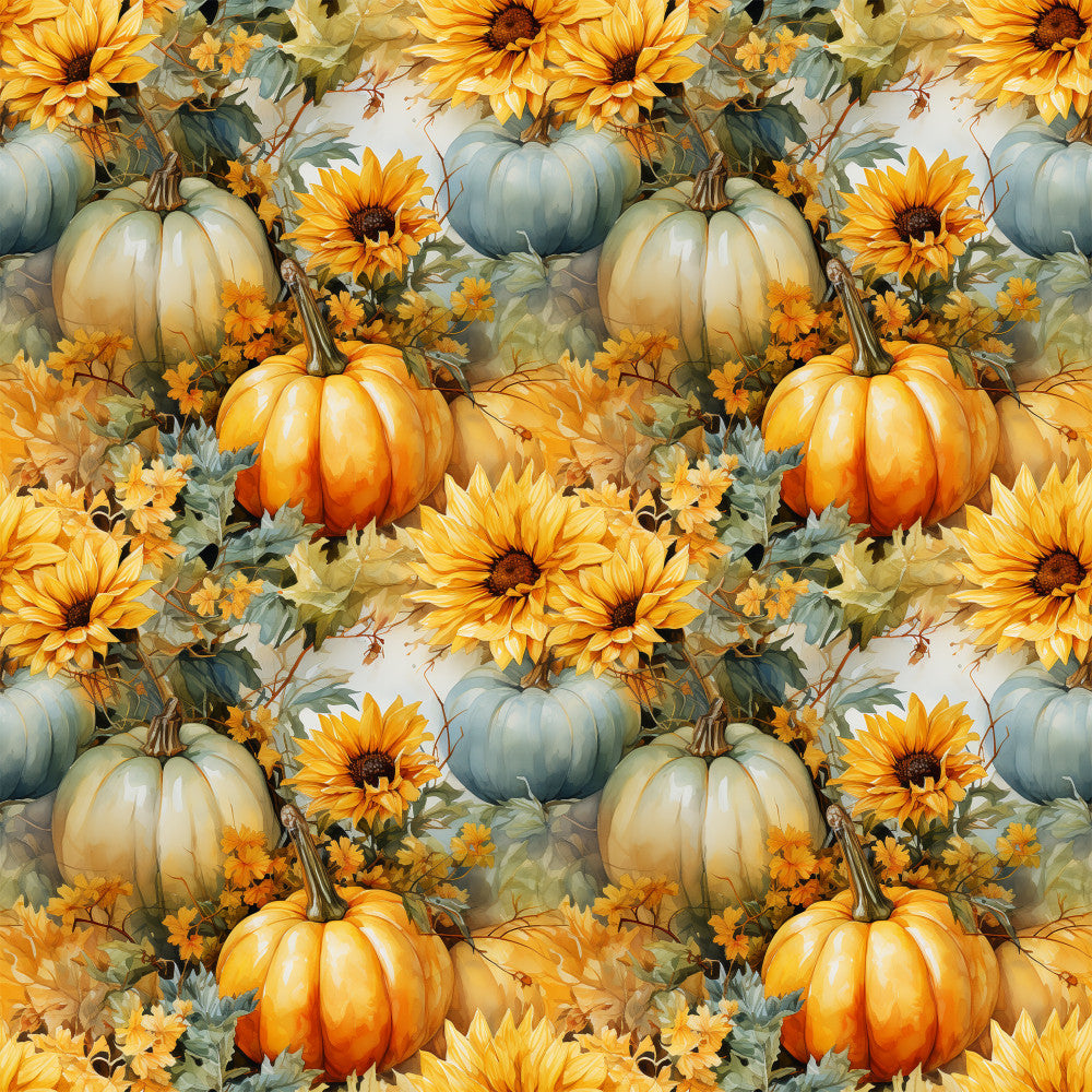 golden yellow, burnt orange, sage green, cream, sunflower, pumpkin, floral, autumn, fall, harvest, farmhouse, rustic, sunflowers, pumpkins, gourds, nature, seasonal, thanksgiving, halloween, botanical, traditional, warm tones, cottage core, country, garden, festive, cozy, elegant, home decor