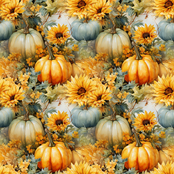 golden yellow, burnt orange, sage green, cream, sunflower, pumpkin, floral, autumn, fall, harvest, farmhouse, rustic, sunflowers, pumpkins, gourds, nature, seasonal, thanksgiving, halloween, botanical, traditional, warm tones, cottage core, country, garden, festive, cozy, elegant, home decor
