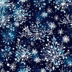 navy blue, dark blue, white, icy blue, light blue, snowflake, winter, celestial, frost, ice crystal, botanical, floral, delicate, elegant, modern, whimsical, nature, holiday, christmas, frozen, sparkle, star, feathery, ethereal, december, cold weather, nursery, baby, kids room, winter wonderland