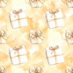 cream, beige, tan, gold, pale yellow, soft yellow, watercolor, gift boxes, presents, ribbons, bows, elegant, vintage, whimsical, neutral, soft, delicate, gift wrap, celebration, special occasion, baby shower, nursery, pastel, romantic, feminine, sophisticated, decorative, charming, gentle, light and airy