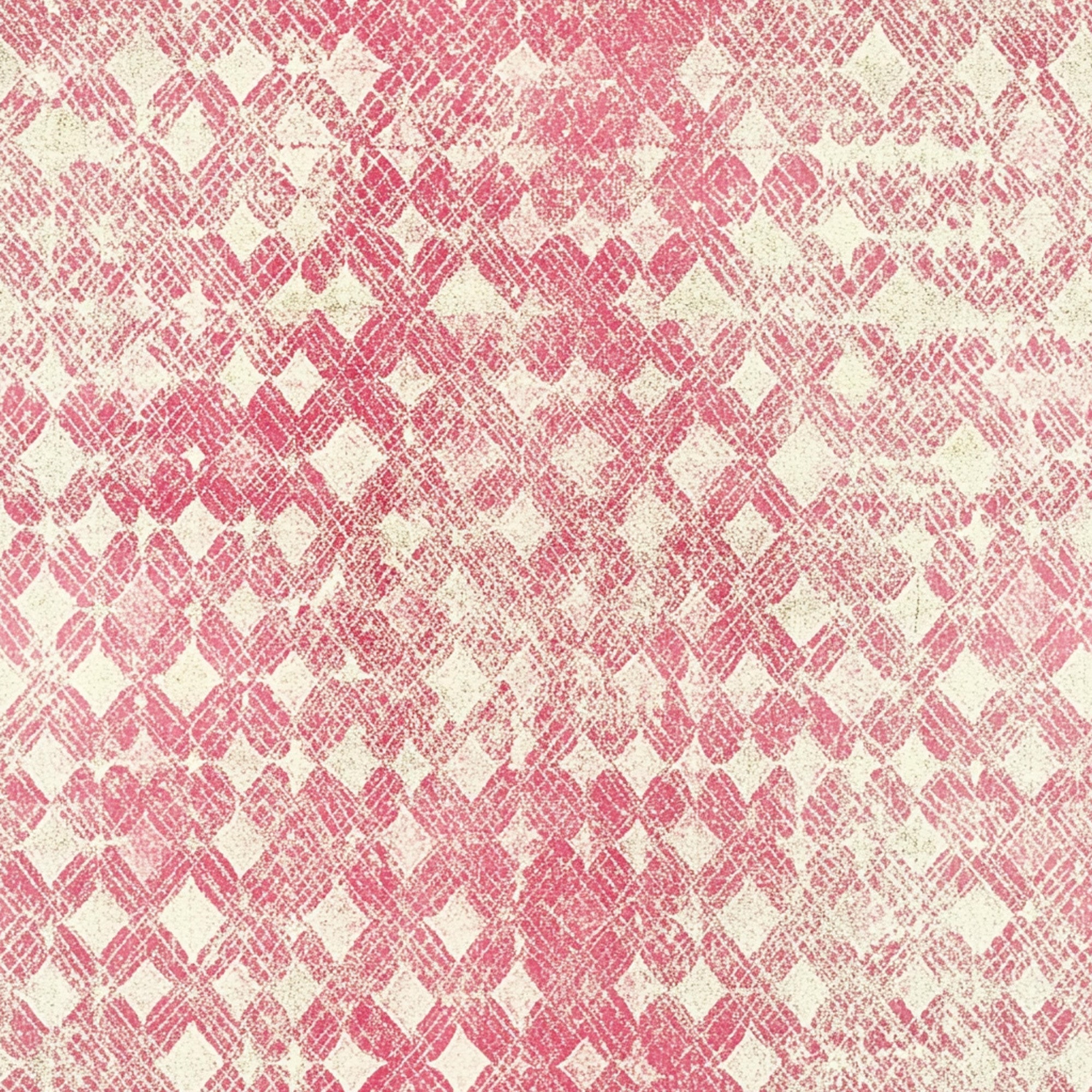 vintage pink, cream white, geometric pattern, diamond shapes, crosshatch texture, distressed finish,, fabric panel, worn appearance, shabby chic, faded print, repetitive motifs, dusty rose, soft pink, weathered look, cotton fabric, quilt blocks, muted tones, retro style