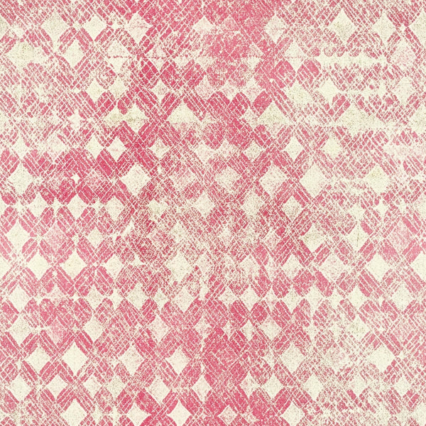 vintage pink, cream white, geometric pattern, diamond shapes, crosshatch texture, distressed finish,, fabric panel, worn appearance, shabby chic, faded print, repetitive motifs, dusty rose, soft pink, weathered look, cotton fabric, quilt blocks, muted tones, retro style