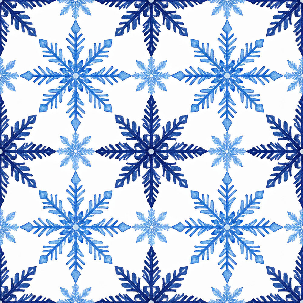 navy blue, light blue, white, snowflake, geometric, winter, holiday, christmas, frozen, frost, icy, crystalline, symmetrical, elegant, modern, traditional, feathered, ornamental, celestial, season, cold weather, december, nursery, kids room, baby shower, festive, decorative, ice crystal pattern