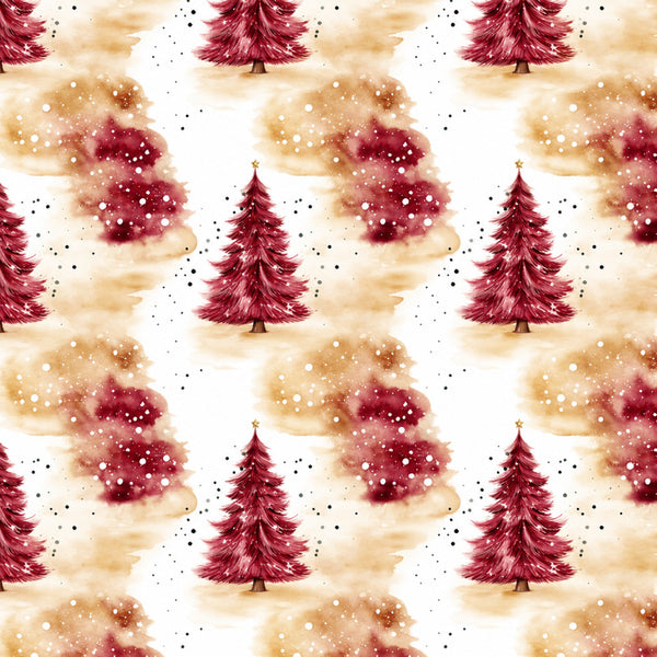 burgundy christmas trees, cream white background, gold watercolor, wine red trees, festive holiday, christmas theme, winter scene, elegant christmas, watercolor trees, sparkle details, snow effect, neutral christmas, warm tones, gold accents, holiday decor, traditional christmas, rustic holiday, festive pattern, winter wonderland, burgundy and cream, gold and wine, christmas forest, repeating tree pattern, holiday textile, seasonal festive, warm christmas palette, elegant winter, classic holiday design