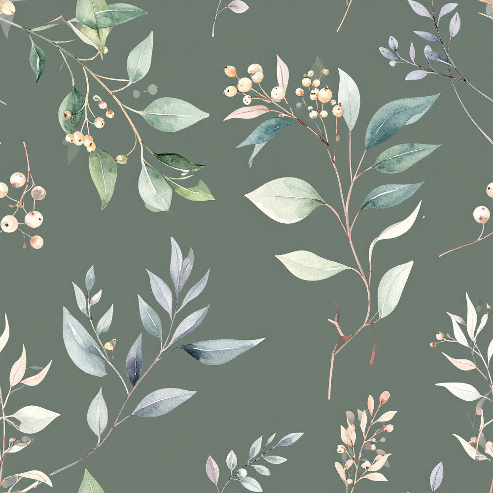 sage green, muted green, dusty rose, blush pink, cream, soft blue, watercolor, botanical, floral, leaves, berries, branches, nature, natural, elegant, soft, delicate, modern, minimalist, spring, summer, nursery, baby, whimsical, rustic, botanical illustration, hand-painted, calming, peaceful, gentle
