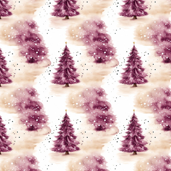 burgundy trees, plum purple, dusty rose, cream, beige, watercolor, winter, christmas, holiday, snowy, sparkle, glitter effect, elegant, whimsical, festive, nature, forest, evergreen, gold star detail, falling snow, magical, rustic, modern, cozy, nursery, children's room, kids decor, winter wonderland, seasonal, metallic accents
