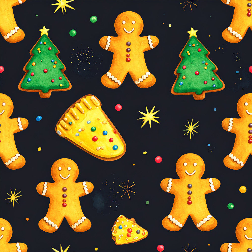 gingerbread man, christmas, holiday, festive, gingerbread cookies, candy cane, christmas tree, golden yellow, orange, forest green, bright colors, whimsical, playful, kids, children, nursery, playroom, winter, stars, sparkles, decorative ornaments, baking themed, sweet treats, cheerful, colorful, seasonal, yuletide