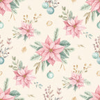 blush pink, sage green, dusty blue, cream, poinsettia, floral, botanical, nature, evergreen, holiday, christmas, winter, elegant, whimsical, traditional, festive, roses, berries, ornaments, pine branches, delicate, romantic, vintage, seasonal, nursery, baby shower, decorative, timeless, watercolor, soft palette