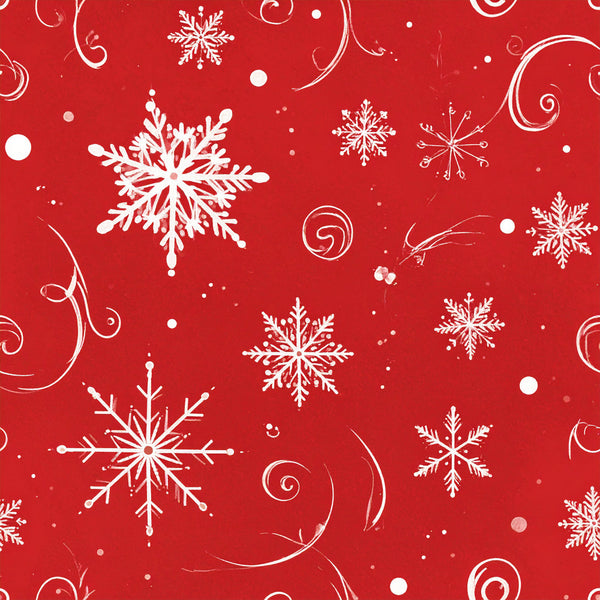 red, white, snowflakes, winter, christmas, holiday, festive, elegant, traditional, swirls, scrolls, dots, sparkle, frosted, snow, seasonal, decorative, classic, formal, whimsical, joy, celebration, cold weather, frost, icy, wintery, december, yuletide, joyful, enchanting