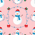 christmas, holiday, snowman, winter, red and blue, pastel pink, light blue, white, snow, festive, whimsical, cute, playful, children's, kids room, nursery, string lights, holly, bows, branches, merry and bright, seasonal, cheerful, joyful, cold weather, snow theme, traditional holiday