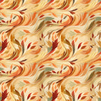 autumn leaves, burnt orange, cream, fall colors, feather pattern, flowing design, golden yellow, leaf motifs, nature inspired, orange, paisley, rust red, warm tones, watercolor style, burgundy, earthy colors, abstract leaves, seasonal, fall decor, thanksgiving, harvest theme, cozy, whimsical, organic pattern, swirling design, warm palette, terracotta, olive green, decorative leaves
