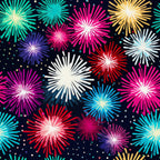 fireworks pattern,, fabric panel, colorful bursts, starburst design, celebration theme, pink fireworks, blue fireworks, yellow fireworks, red fireworks, white fireworks, turquoise explosions, purple bursts, dark navy background, festive pattern, fourth of july, new year's theme, patriotic colors, radial design, sparkle effects