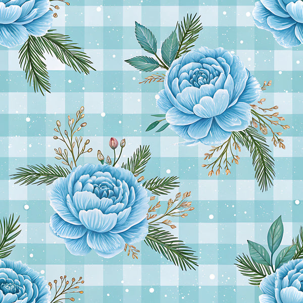 light blue, turquoise, teal, white, cream, soft blue, pale blue, sky blue, sage green, olive green, bronze, copper, floral, botanical, peony, rose, checkered, gingham, nature, garden, elegant, romantic, vintage, whimsical, spring, summer, delicate flowers, leafy branches, decorative accents, nursery