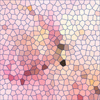pink, peach, coral, cream, brown, orange, mosaic pattern, stained glass, geometric shapes, irregular polygons, honeycomb cells, abstract design,, fabric panel, soft pastels, warm tones, contemporary art, tessellation, patchwork style, crafting material