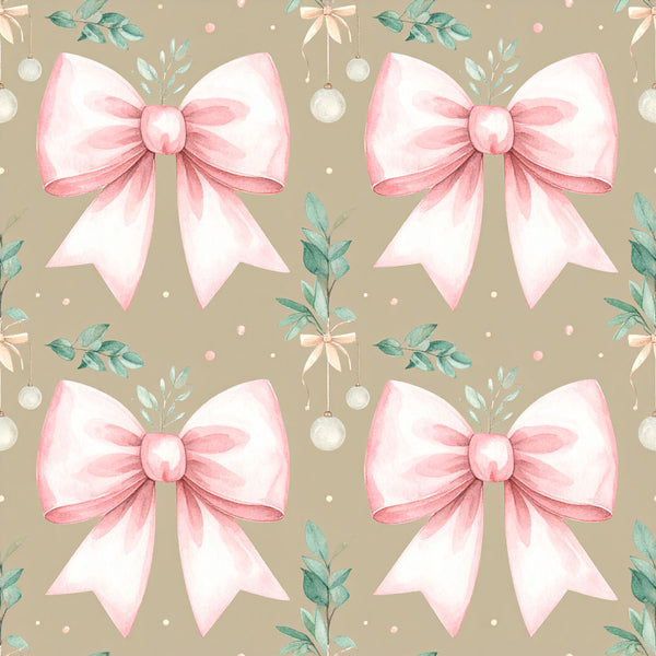 blush pink, cream, soft pink, sage green, dusty green, beige, white, bows, ribbons, holiday, christmas, festive, elegant, whimsical, ornaments, baubles, greenery, leaves, florals, botanical, sophisticated, feminine, romantic, nursery, baby girl, baby shower, nursery decor, kids room, vintage, traditional