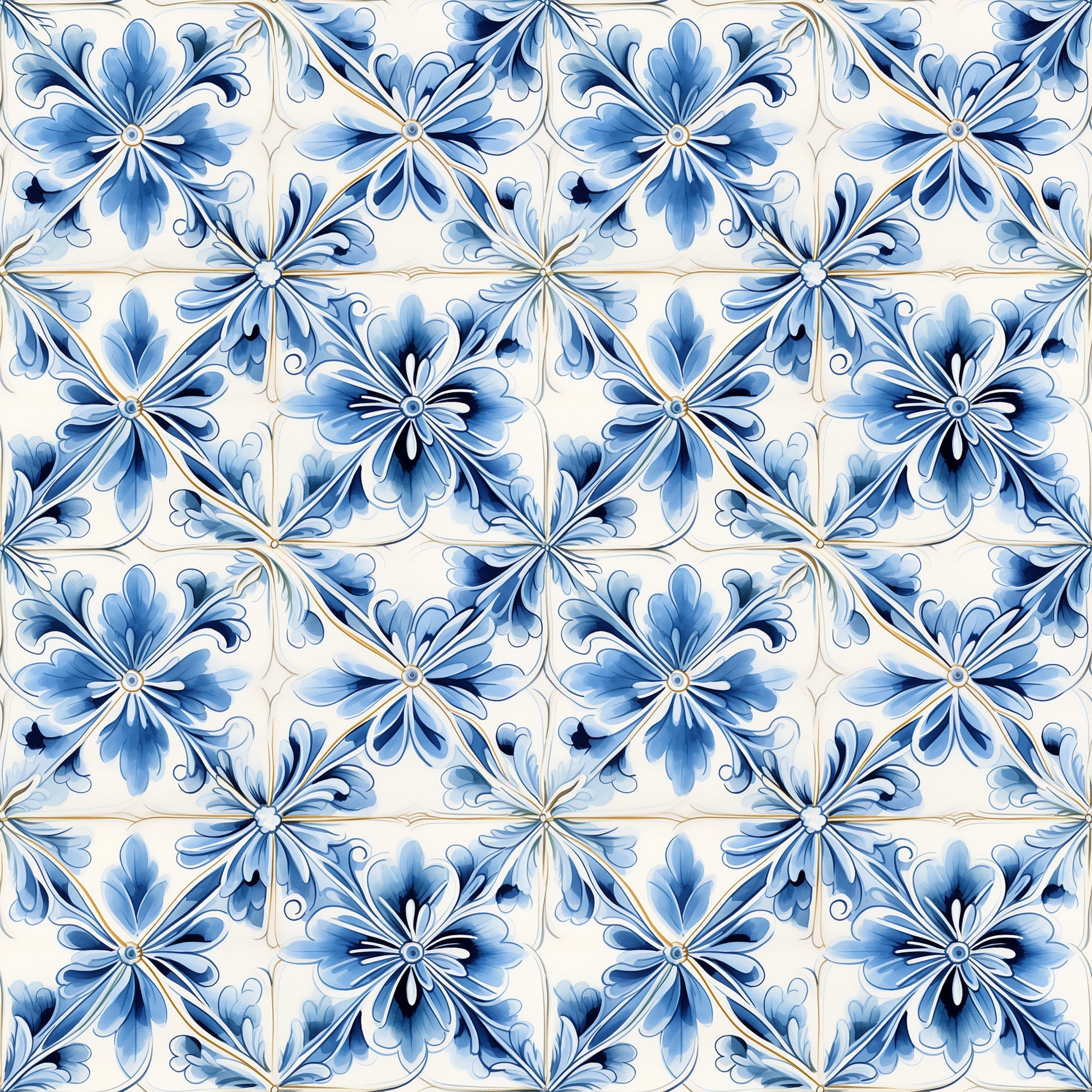 blue, white, cream, handpainted, tiles, floral motifs, decorative flowers, mediterranean style, ceramic inspired, geometric arrangement, ornate design,, fabric panel, portuguese tiles, azulejo style, repeating pattern, artistic brushwork, delicate petals, vintage inspired, crafting material