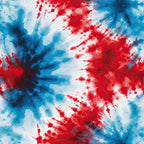 red, white, blue, tie-dye, patriotic, abstract, watercolor effect, cotton fabric, quilting panel, splatter pattern, burst design, radiating lines, americana theme, fourth of july, starburst motif, blended colors, fabric panel, cotton material, dye technique, explosive pattern