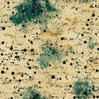 cream, beige, tan, teal, forest green, dark green, navy blue, burnt orange, peach, vintage, distressed, abstract, ink splatter, grunge, handwritten text, literary, artistic, bohemian, rustic, eclectic, modern, dots, circles, mixed media, weathered, antique, steampunk, academic, library, manuscript