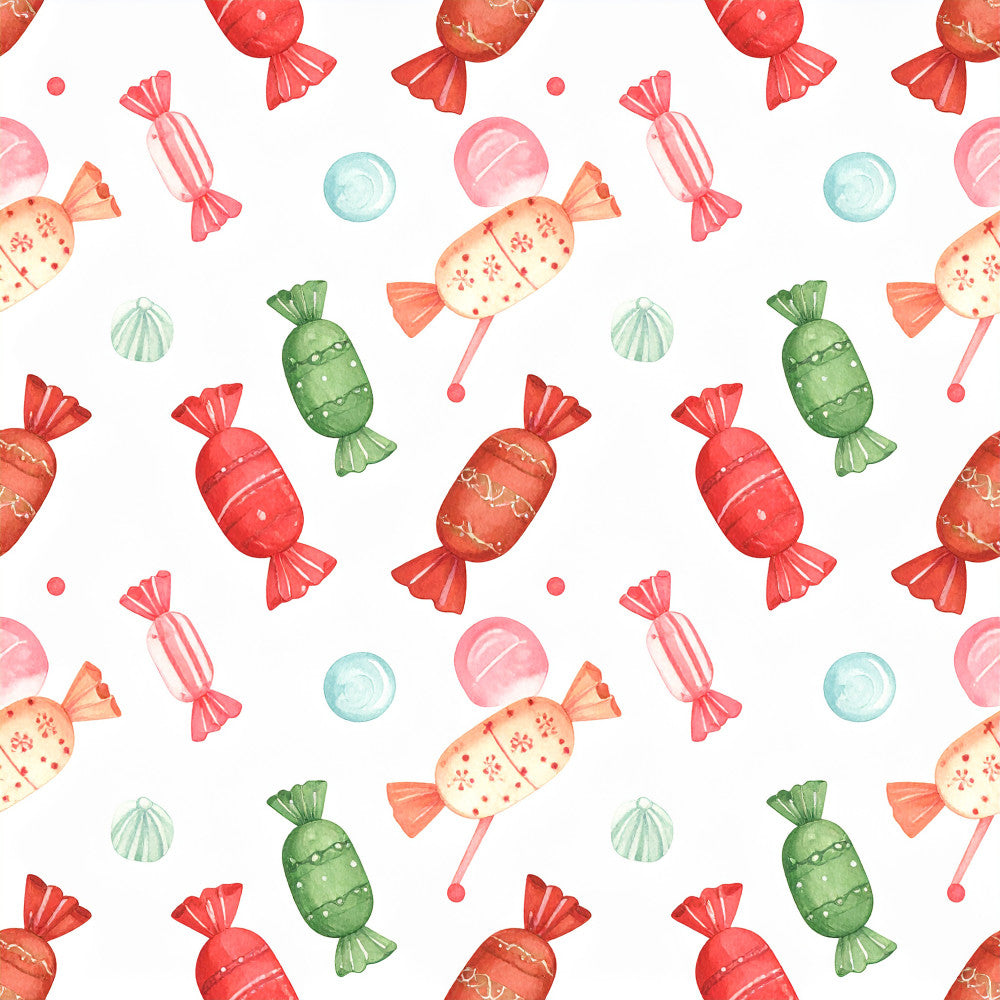 candy pattern, red candy, pink candy, coral pink, mint green, soft pastels, whimsical, playful, lollipop, wrapped sweets, candy wrapper, festive, cheerful, kids room, nursery, toddler, playroom, fun, bright, colorful, treat theme, dessert motif, sugar candy, round candies, striped wrapper, holiday, celebration, sweet theme