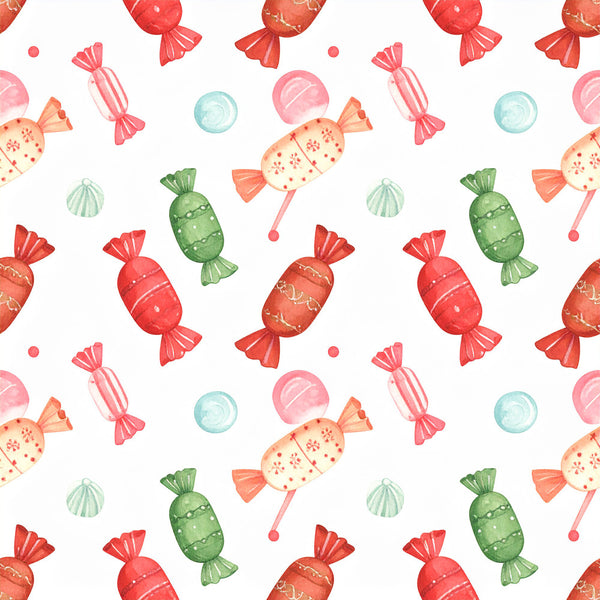 candy pattern, red candy, pink candy, coral pink, mint green, soft pastels, whimsical, playful, lollipop, wrapped sweets, candy wrapper, festive, cheerful, kids room, nursery, toddler, playroom, fun, bright, colorful, treat theme, dessert motif, sugar candy, round candies, striped wrapper, holiday, celebration, sweet theme