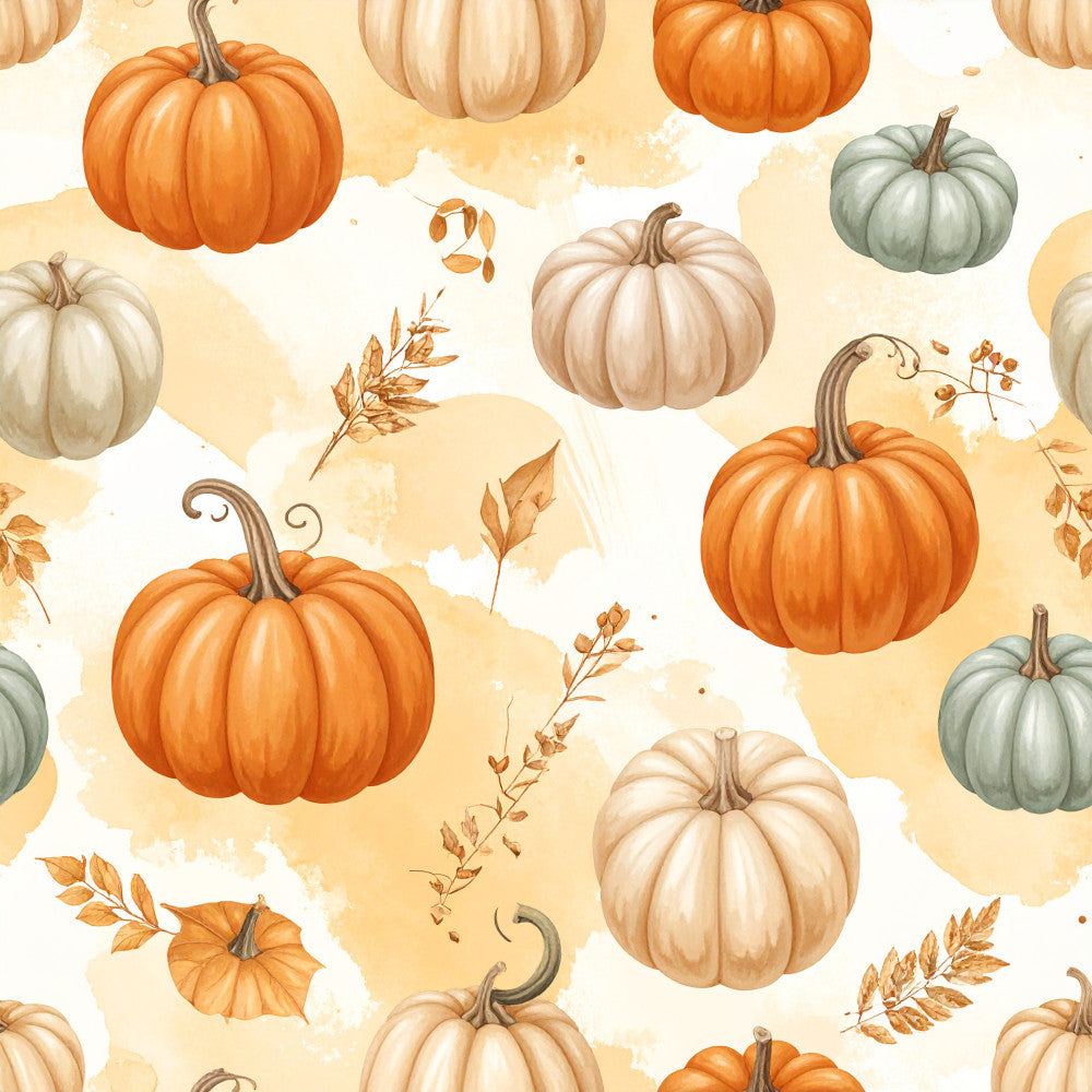 pumpkin orange, cream white, sage green, tan beige, autumn, fall, harvest, pumpkins, gourds, squash, botanical, leaves, dried flowers, watercolor, rustic, farmhouse, thanksgiving, seasonal, nature-inspired, cottagecore, whimsical, organic, hand-painted, autumn harvest, fall décor, nursery, kids room, playroom, baby shower