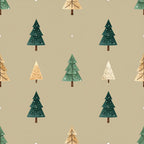 forest green, cream, beige, tan, white, evergreen trees, pine trees, winter trees, holiday, christmas, nature, woodland, forest, rustic, whimsical, modern, festive, snow, snowflakes, winter, seasonal, kids room, playroom, nursery, baby, children's, cozy, natural, minimalist, scandinavian