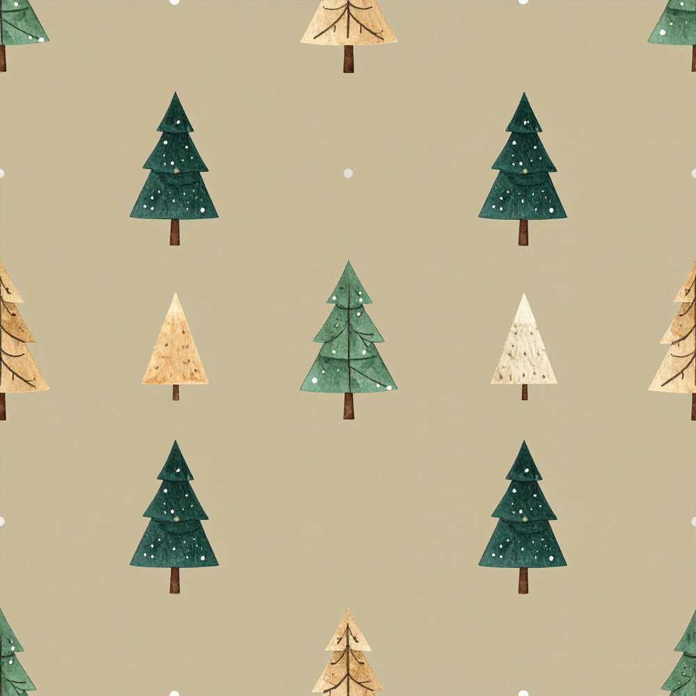 forest green, cream, beige, tan, white, evergreen trees, pine trees, winter trees, holiday, christmas, nature, woodland, forest, rustic, whimsical, modern, festive, snow, snowflakes, winter, seasonal, kids room, playroom, nursery, baby, children's, cozy, natural, minimalist, scandinavian