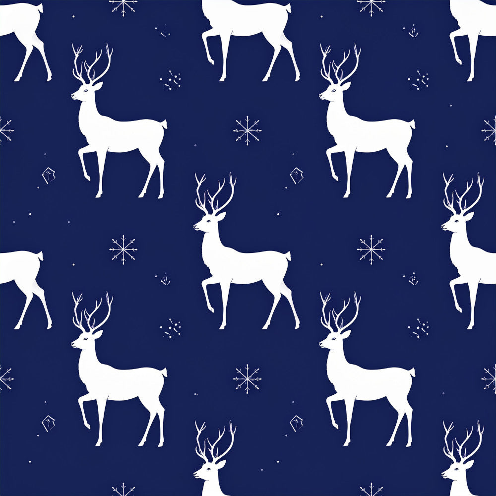 navy blue, white, winter, christmas, holiday, reindeer, deer, antlers, snowflakes, celestial, elegant, modern, whimsical, festive, winter animals, geometric snowflakes, sleek silhouettes, starry night, seasonal, cozy, traditional, formal holiday, december, yuletide, north pole, woodland creatures, sophisticated, wintery, minimalist, monochromatic