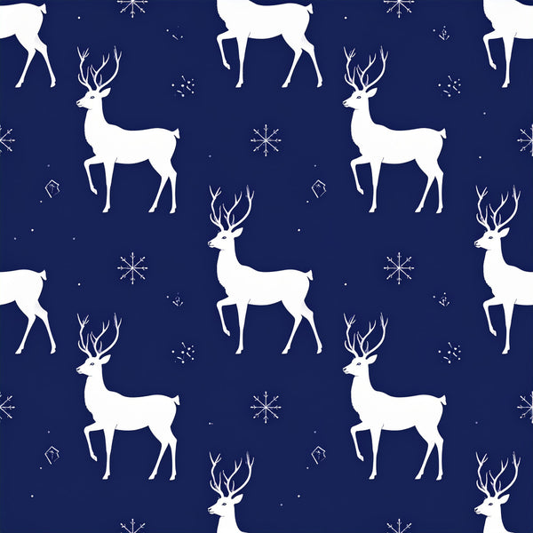 navy blue, white, winter, christmas, holiday, reindeer, deer, antlers, snowflakes, celestial, elegant, modern, whimsical, festive, winter animals, geometric snowflakes, sleek silhouettes, starry night, seasonal, cozy, traditional, formal holiday, december, yuletide, north pole, woodland creatures, sophisticated, wintery, minimalist, monochromatic