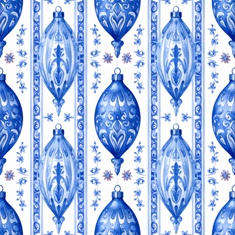 royal blue, white, ornaments, christmas, holiday, festive, elegant, traditional, vintage, damask, floral, scrolls, decorative, classical, formal, sophisticated, baubles, winter, ornamental patterns, striped, botanical, delicate flowers, blue and white, timeless, heirloom, luxury, refined, heritage