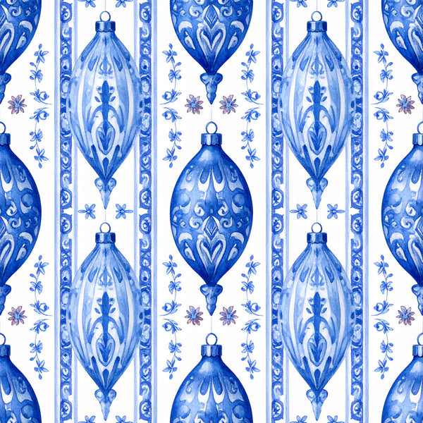 royal blue, white, ornaments, christmas, holiday, festive, elegant, traditional, vintage, damask, floral, scrolls, decorative, classical, formal, sophisticated, baubles, winter, ornamental patterns, striped, botanical, delicate flowers, blue and white, timeless, heirloom, luxury, refined, heritage