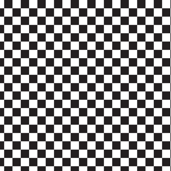 black, white, checkerboard, checkered pattern, geometric, retro, 1950s style, diner theme, alternating squares, high contrast, monochrome, racing flag,, fabric panel, mid-century, nostalgic, restaurant decor, vintage aesthetic, square grid