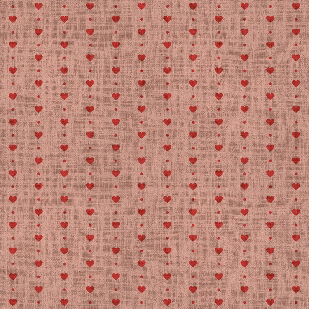 dusty rose, blush pink, coral pink, red hearts, heart pattern, polka dots, small dots, romantic, love theme, valentine's day, sweet, cute, girly, feminine, modern, traditional, nursery, baby girl, toddler, kids room, playroom, shower gift, love, affection, hearts and dots, repeating pattern, geometric hearts, classic design, timeless, decorative