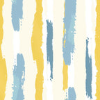 yellow, blue, cream, white, abstract brushstrokes, vertical stripes, painterly design, modern art style, contemporary pattern,, fabric panel, artistic texture, hand-painted effect, watercolor style, minimalist design, geometric elements, soft pastels, crafting material, sewing fabric