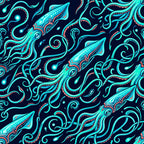 cyan, turquoise, neon blue, navy blue, coral pink, electric blue, glow-in-the-dark, bioluminescent, abstract, swirls, tentacles, squid, octopus, sea creatures, marine, ocean, underwater, nautical, futuristic, modern, psychedelic, whimsical, bold, vibrant, neon aesthetic, sci-fi, cosmic, playroom, kids room, boy nursery