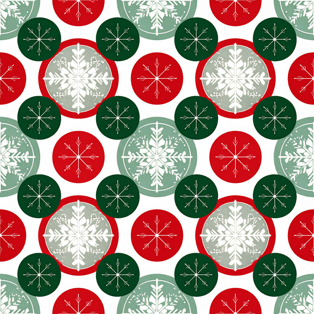 christmas, holiday, snowflake, winter, red, forest green, dark green, sage green, gray, white, geometric, circular, festive, traditional, elegant, modern, seasonal, decorative, ornament, snowflakes pattern, winter theme, holiday décor, christmas colors, nature inspired, symmetrical design, timeless, classic christmas, red and green, winter wonderland
